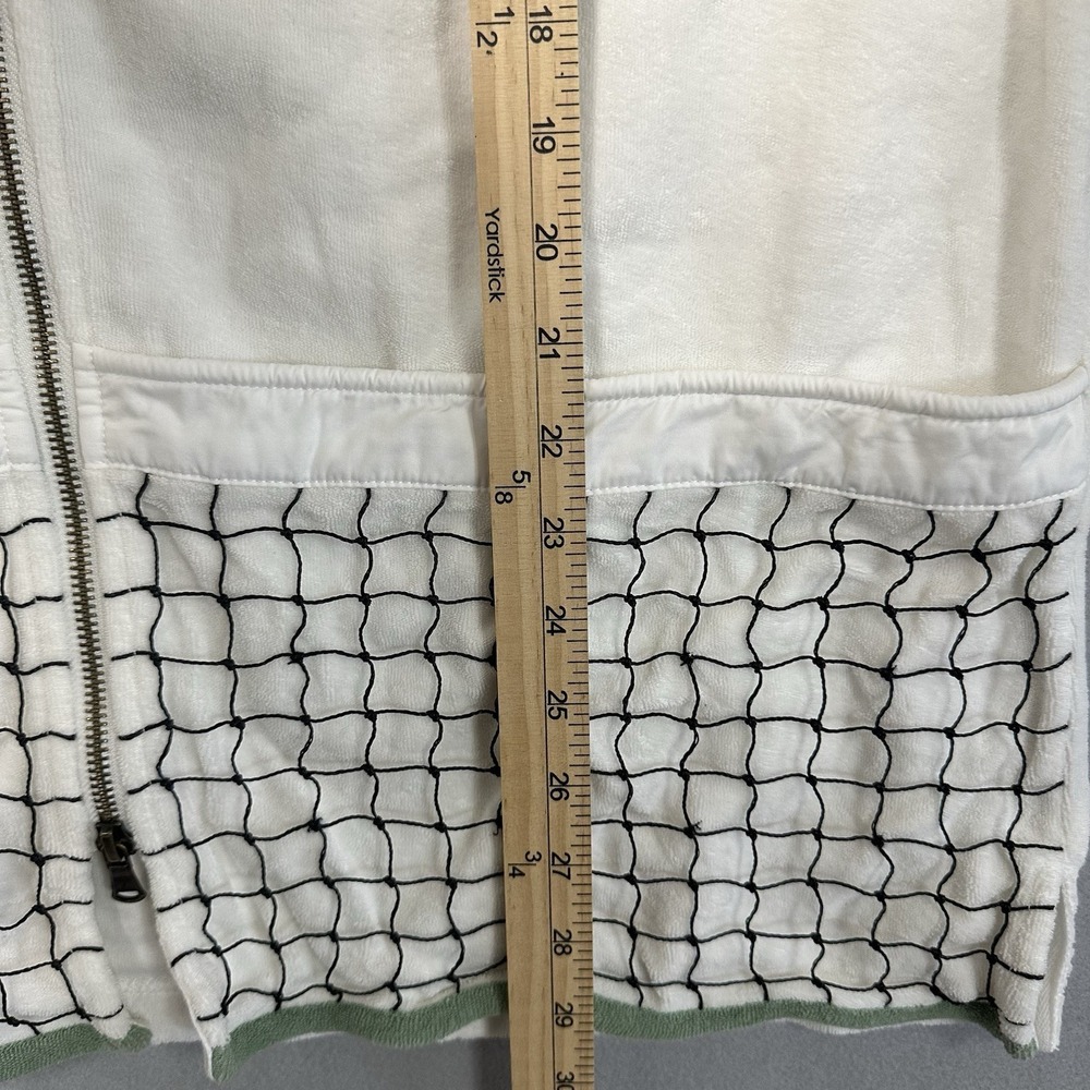 Tombolo XL Terry Cloth Shirt Full Zip White Green Organic Cotton Tennis Cabana - Picture 6 of 10